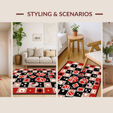 Ultra Soft Area Rug, Non Slip, Stain Resistant, Washable Area Rugs for Living Room, Bedroom, Eclectic Retro Dice Aesthetic(Red)
