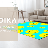 Ultra Soft Area Rug, Non Slip, Stain Resistant, Washable Area Rugs for Living Room, Bedroom, Bright Multi-Hued Smiley Arrangement(Blue)