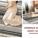 Ultra Soft Area Rug, Non Slip, Stain Resistant, Washable Area Rugs for Living Room, Bedroom, Black White Striped Floor Carpet, Bold Style(Black)