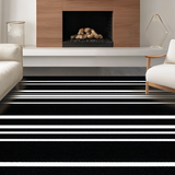 Ultra Soft Area Rug, Non Slip, Stain Resistant, Washable Area Rugs for Living Room, Bedroom, Sophisticated Neutral Striped Layout(Black)