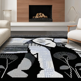 Ultra Soft Area Rug, Non Slip, Stain Resistant, Washable Area Rugs for Living Room, Bedroom, Transitional Textured Animal Graphic Design(Black)