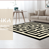 Ultra Soft Area Rug, Non Slip, Stain Resistant, Washable Area Rugs for Living Room, Bedroom, Contemporary Linear Geometric Motif(Beige)