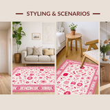 Ultra Soft Area Rug, Non Slip, Stain Resistant, Washable Area Rugs for Living Room, Bedroom, Charming Floral Playful Aesthetic(White)