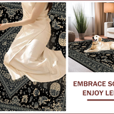 Ultra Soft Area Rug, Non Slip, Stain Resistant, Washable Area Rugs for Living Room, Bedroom, Dark Elegant Abstract Motif(Black)
