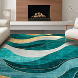 Ultra Soft Area Rug, Non Slip, Stain Resistant, Washable Area Rugs for Living Room, Bedroom, Sleek Luxe Ogee Inspired Design(Green)