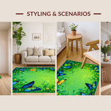 Ultra Soft Area Rug, Non Slip, Stain Resistant, Washable Area Rugs for Living Room, Bedroom, Whimsical Green Insect Patterned Piece(Green)