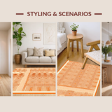 Ultra Soft Area Rug, Non Slip, Stain Resistant, Washable Area Rugs for Living Room, Bedroom, Striking Warm Tones Medallion Layout(Orange)