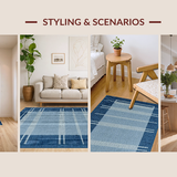 Ultra Soft Area Rug, Non Slip, Stain Resistant, Washable Area Rugs for Living Room, Bedroom, Rustic Symmetrical Blue Touch(Blue)