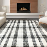 Ultra Soft Area Rug, Non Slip, Stain Resistant, Washable Area Rugs for Living Room, Bedroom, Boho White and Black Rug, Striped Pattern(Black)