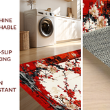 Ultra Soft Area Rug, Non Slip, Stain Resistant, Washable Area Rugs for Living Room, Bedroom, Minimalist Soft Tone Floral Pattern(Red)