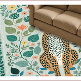 Ultra Soft Area Rug, Non Slip, Stain Resistant, Washable Area Rugs for Living Room, Bedroom, Playful Kids Jungle Themed Rug Non-Slip Vibrant Decor(Green)