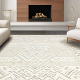 Ultra Soft Area Rug, Non Slip, Stain Resistant, Washable Area Rugs for Living Room, Bedroom, Artisan Crafted Striped Design(Beige)