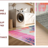 Ultra Soft Area Rug, Non Slip, Stain Resistant, Washable Area Rugs for Living Room, Bedroom, Artistic Contemporary Patterned Delight(Pink)