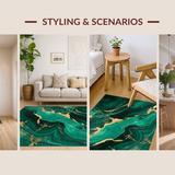 Ultra Soft Area Rug, Non Slip, Stain Resistant, Washable Area Rugs for Living Room, Bedroom, Art Deco Inspired Color Harmony(Green)