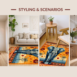 Ultra Soft Area Rug, Non Slip, Stain Resistant, Washable Area Rugs for Living Room, Bedroom, Stylish Tribal Patterned Accent(Orange)