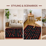 Ultra Soft Area Rug, Non Slip, Stain Resistant, Washable Area Rugs for Living Room, Bedroom, Retro Geometric Dice Motif(Black)