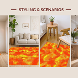 Ultra Soft Area Rug, Non Slip, Stain Resistant, Washable Area Rugs for Living Room, Bedroom, Dynamic Curvilinear Motif(Orange)