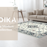 Ultra Soft Area Rug, Non Slip, Stain Resistant, Washable Area Rugs for Living Room, Bedroom, Contemporary Subtle Patterned Motif(White)