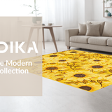 Ultra Soft Area Rug, Non Slip, Stain Resistant, Washable Area Rugs for Living Room, Bedroom, Nature-Inspired Playful Floral Motif(Yellow)