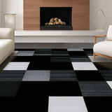 Ultra Soft Area Rug, Non Slip, Stain Resistant, Washable Area Rugs for Living Room, Bedroom, Rustic Monochrome Checkered Aesthetic(Gray)