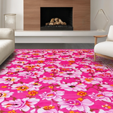 Ultra Soft Area Rug, Non Slip, Stain Resistant, Washable Area Rugs for Living Room, Bedroom, Bright Cheerful Floral Landscape(Pink)