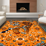 Ultra Soft Area Rug, Non Slip, Stain Resistant, Washable Area Rugs for Living Room, Bedroom, Eclectic Bright Animal Motif Design(Orange)
