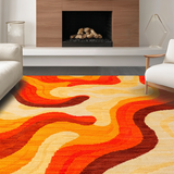 Ultra Soft Area Rug, Non Slip, Stain Resistant, Washable Area Rugs for Living Room, Bedroom, Whimsical Colorful Fluid Design(Orange)