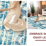 Ultra Soft Area Rug, Non Slip, Stain Resistant, Washable Area Rugs for Living Room, Bedroom, Modern Beach Area Rug with Unique Seahorse and Ocean Wave Motif(Blue)