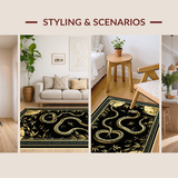Ultra Soft Area Rug, Non Slip, Stain Resistant, Washable Area Rugs for Living Room, Bedroom, Gothic Animal Motif Elegance(Black)