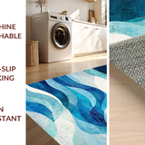 Ultra Soft Area Rug, Non Slip, Stain Resistant, Washable Area Rugs for Living Room, Bedroom, Oceanic Voyage Nautical Wave Rug With Sailing Adventure Theme(Blue)