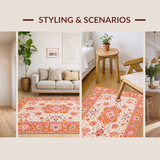 Ultra Soft Area Rug, Non Slip, Stain Resistant, Washable Area Rugs for Living Room, Bedroom, Lively Orange Garden Inspired Rug(Orange)