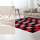 Ultra Soft Area Rug, Non Slip, Stain Resistant, Washable Area Rugs for Living Room, Bedroom, Rustic Gray Tiled Aesthetic(Black)