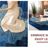 Ultra Soft Area Rug, Non Slip, Stain Resistant, Washable Area Rugs for Living Room, Bedroom, Transitional Coastal Wave Design(Blue)