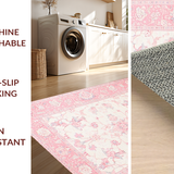 Ultra Soft Area Rug, Non Slip, Stain Resistant, Washable Area Rugs for Living Room, Bedroom, Whimsical Soft Pink Botanical Scene(Pink)