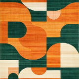 Ultra Soft Area Rug, Non Slip, Stain Resistant, Washable Area Rugs for Living Room, Bedroom, Playful Contemporary Geometric Fusion(Orange)