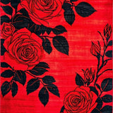 Ultra Soft Area Rug, Non Slip, Stain Resistant, Washable Area Rugs for Living Room, Bedroom, Stylish Black Leaf Artistry(Red)