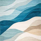 Ultra Soft Area Rug, Non Slip, Stain Resistant, Washable Area Rugs for Living Room, Bedroom, Coastal Inspired Patio Country Area in Blue and Sand Hues(Blue)