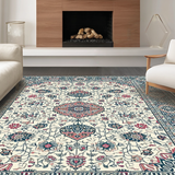 Ultra Soft Area Rug, Non Slip, Stain Resistant, Washable Area Rugs for Living Room, Bedroom, Contemporary Abstract Silver Motif(White)