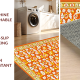 Ultra Soft Area Rug, Non Slip, Stain Resistant, Washable Area Rugs for Living Room, Bedroom, Vibrant Floral Daisy Motif(Orange)