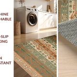 Ultra Soft Area Rug, Non Slip, Stain Resistant, Washable Area Rugs for Living Room, Bedroom, Casual Striped Geometric Fusion(Brown)