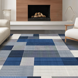 Ultra Soft Area Rug, Non Slip, Stain Resistant, Washable Area Rugs for Living Room, Bedroom, Urban Navy Geometry Touch(Blue)
