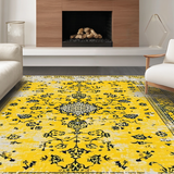 Ultra Soft Area Rug, Non Slip, Stain Resistant, Washable Area Rugs for Living Room, Bedroom, Bold Elegant Diamond Design(Yellow)