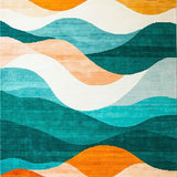 Ultra Soft Area Rug, Non Slip, Stain Resistant, Washable Area Rugs for Living Room, Bedroom, Vibrant Area Rug with Dynamic Abstract Waves and Subtle Color Gradients(Orange)