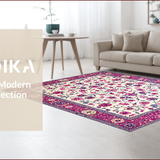 Ultra Soft Area Rug, Non Slip, Stain Resistant, Washable Area Rugs for Living Room, Bedroom, Vibrant Multicolor Rustic Motif(White)