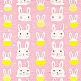 Ultra Soft Area Rug, Non Slip, Stain Resistant, Washable Area Rugs for Living Room, Bedroom, Charming Pastel Bunny Motif(Pink)