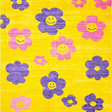 Ultra Soft Area Rug, Non Slip, Stain Resistant, Washable Area Rugs for Living Room, Bedroom, Joyful Contemporary Floral Theme(Yellow)