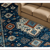 Ultra Soft Area Rug, Non Slip, Stain Resistant, Washable Area Rugs for Living Room, Bedroom, Rustic Watercolor Geometric Design(Blue)