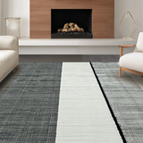 Ultra Soft Area Rug, Non Slip, Stain Resistant, Washable Area Rugs for Living Room, Bedroom, Woven Black White Stripe Rug: Contemporary Home Decor Carpet(Gray)