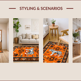 Ultra Soft Area Rug, Non Slip, Stain Resistant, Washable Area Rugs for Living Room, Bedroom, Exotic Orange Spiritual Aesthetic(Orange)