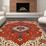 Ultra Soft Area Rug, Non Slip, Stain Resistant, Washable Area Rugs for Living Room, Bedroom, Timeless Circular Ogee Design(Red)